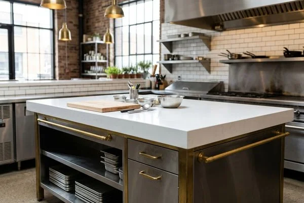 Caesarstone Pure White NSF prep station in a Queen West restaurant