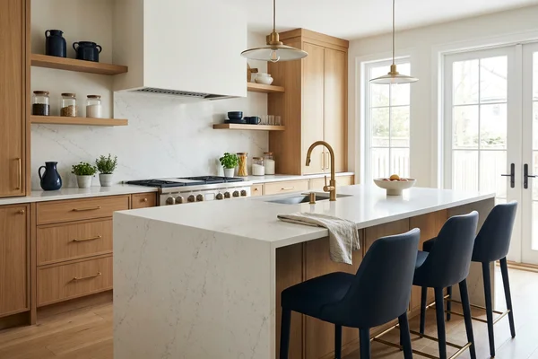 Caesarstone Frosty Carrina island in a Lawrence Park home