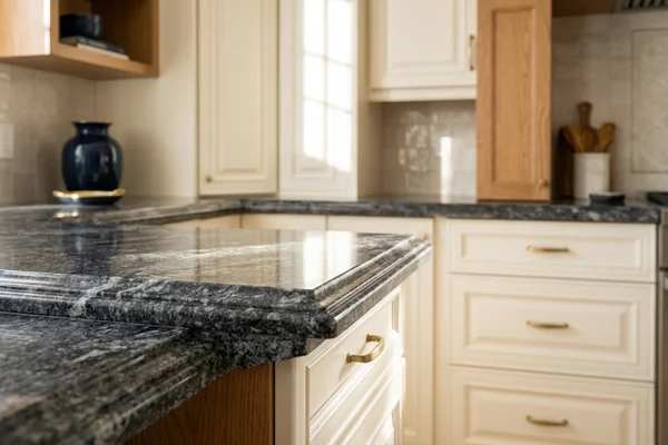 Ogee edge on a polished granite countertop