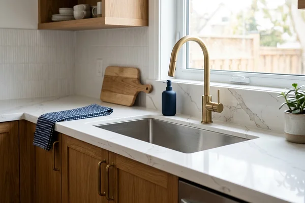 Scarborough bungalow kitchen with new quartz after laminate removal