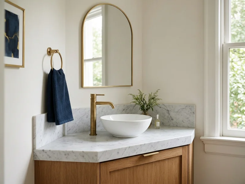 High Park Toronto powder room with a Carrara marble vanity top