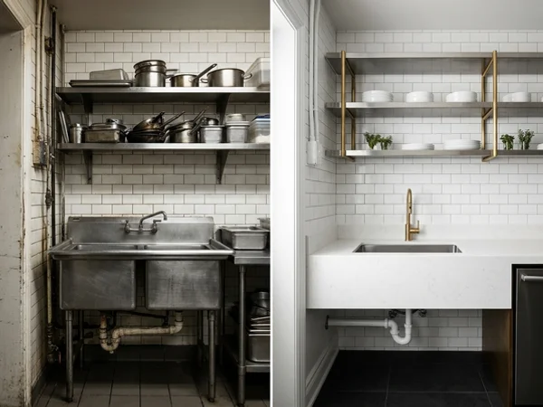 After: NSF-certified Caesarstone Pure White quartz countertops prep station on Queen West, Toronto