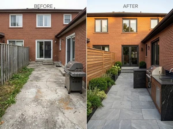 Before: bare patio grill station in The Beaches, Toronto, prior to new outdoor countertops