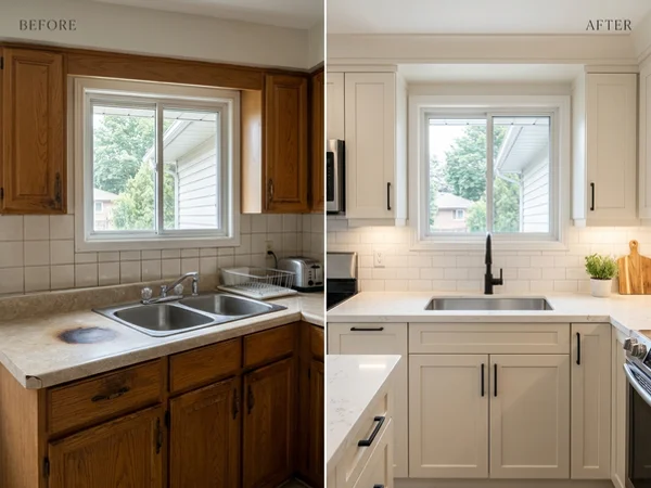Before: 20-year laminate countertop in a Scarborough bungalow