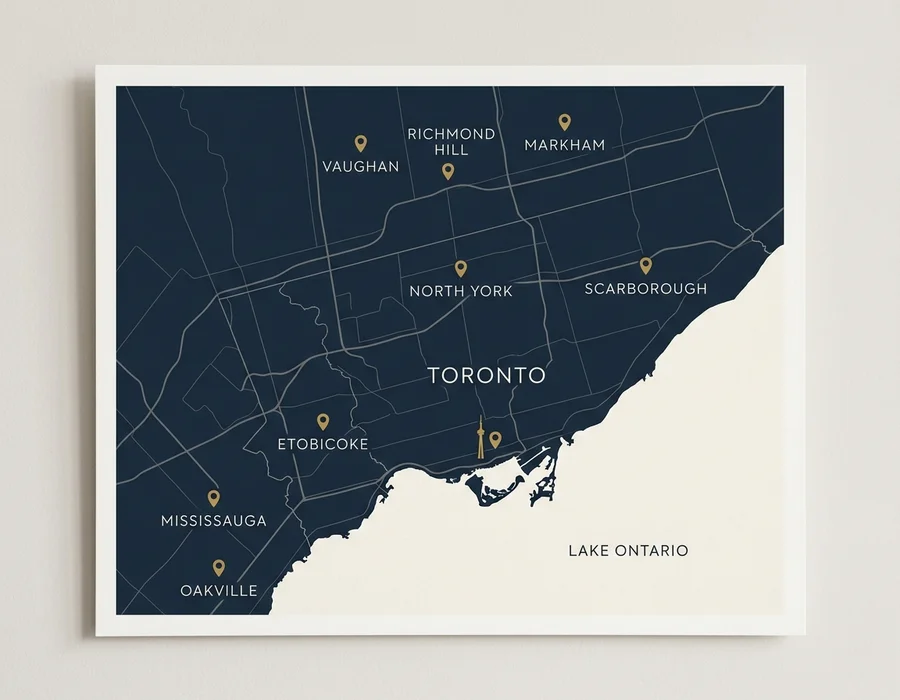 Map of Toronto and GTA service areas